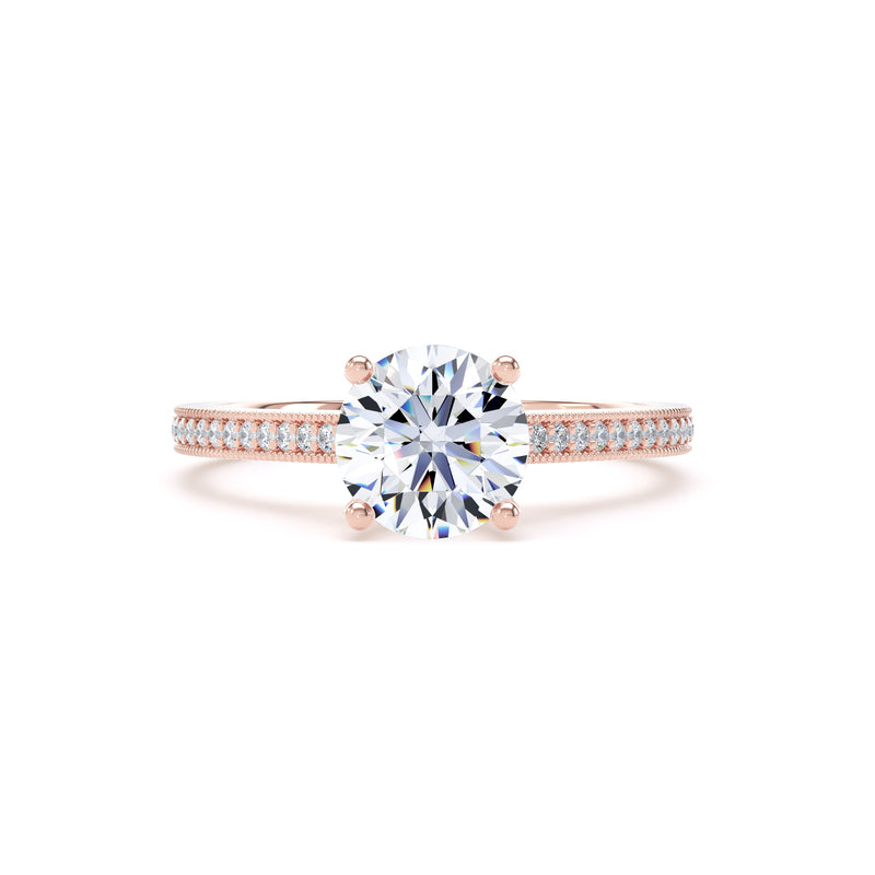 Aria Round Cut Engagement Ring in 18ct Rose Gold