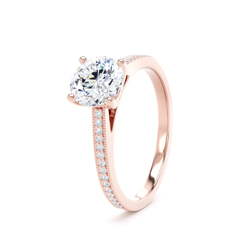 Aria Round Cut Engagement Ring in 18ct Rose Gold