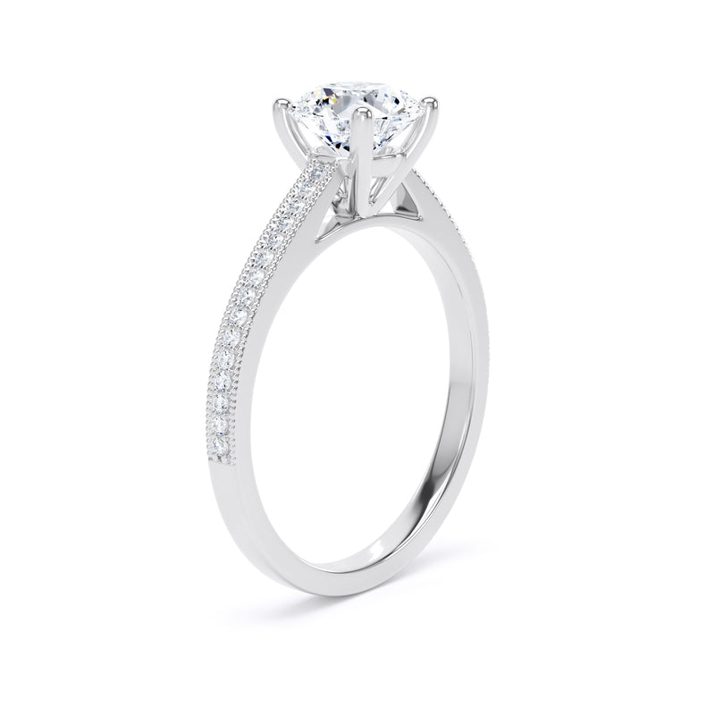 Aria Round Cut Engagement Ring in 18ct White Gold