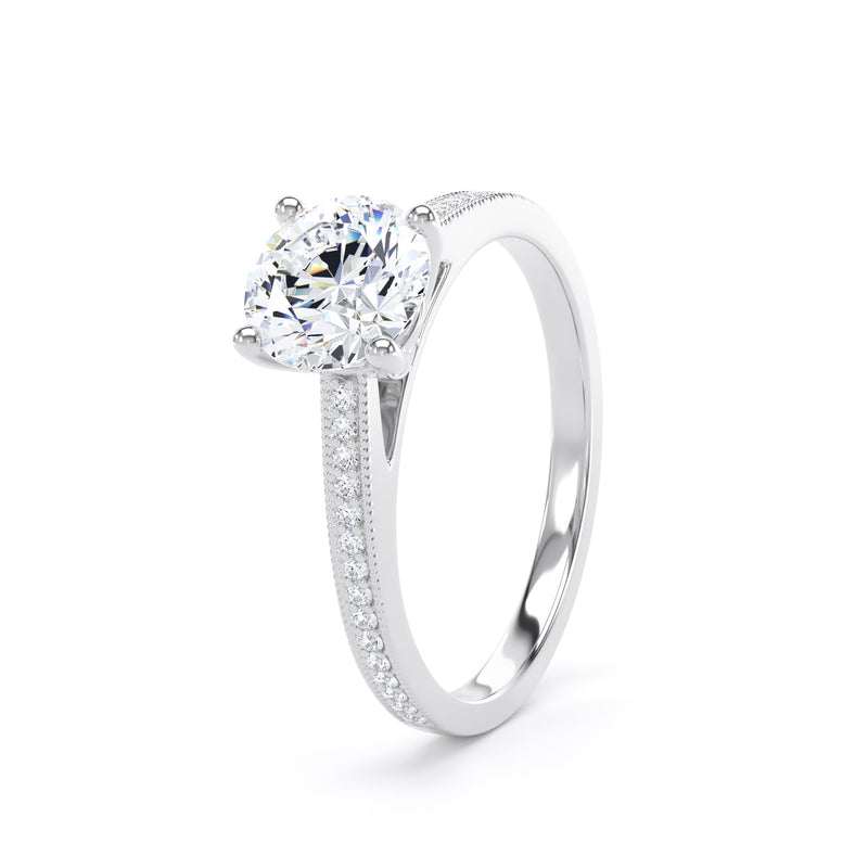 Aria Round Cut Engagement Ring in 18ct White Gold