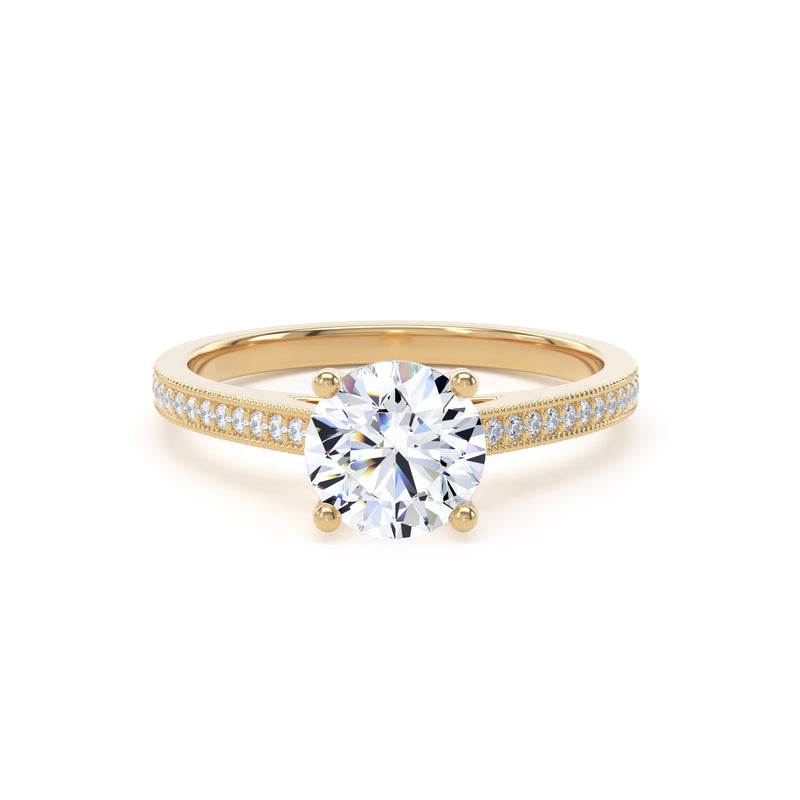 Aria Round Cut Engagement Ring in 18ct Yellow Gold