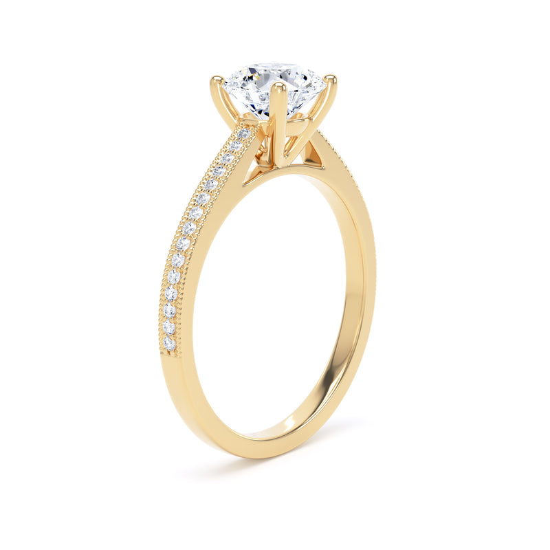 Aria Round Cut Engagement Ring in 9ct Yellow Gold