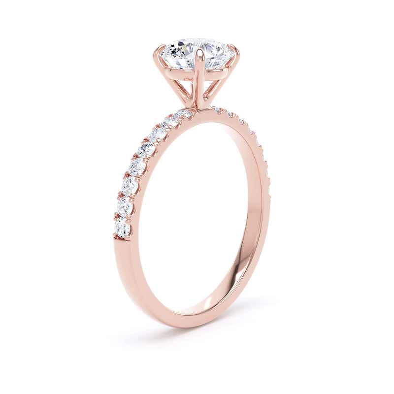 Ana Round Cut Engagement Ring in 9ct Rose Gold