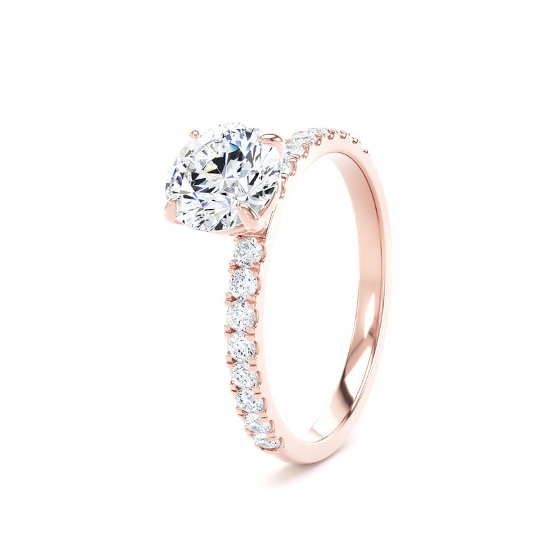 Ana Round Cut Engagement Ring in 18ct Rose Gold