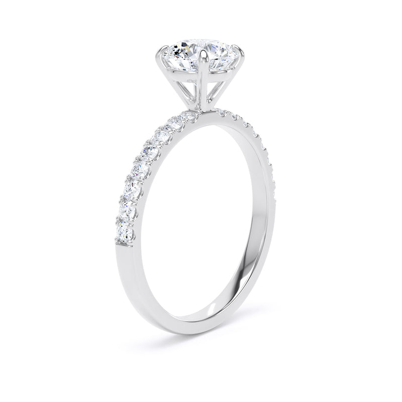 Ana Round Cut Engagement Ring in 18ct White Gold