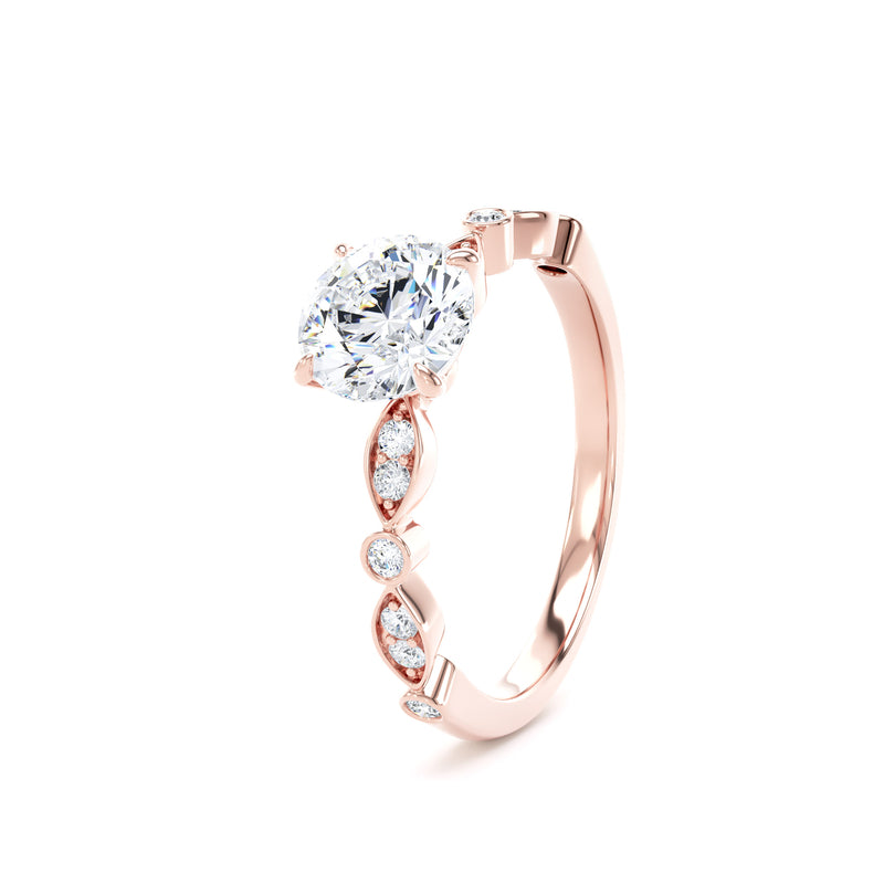 Alma Round Cut Engagement Ring in 9ct Rose Gold