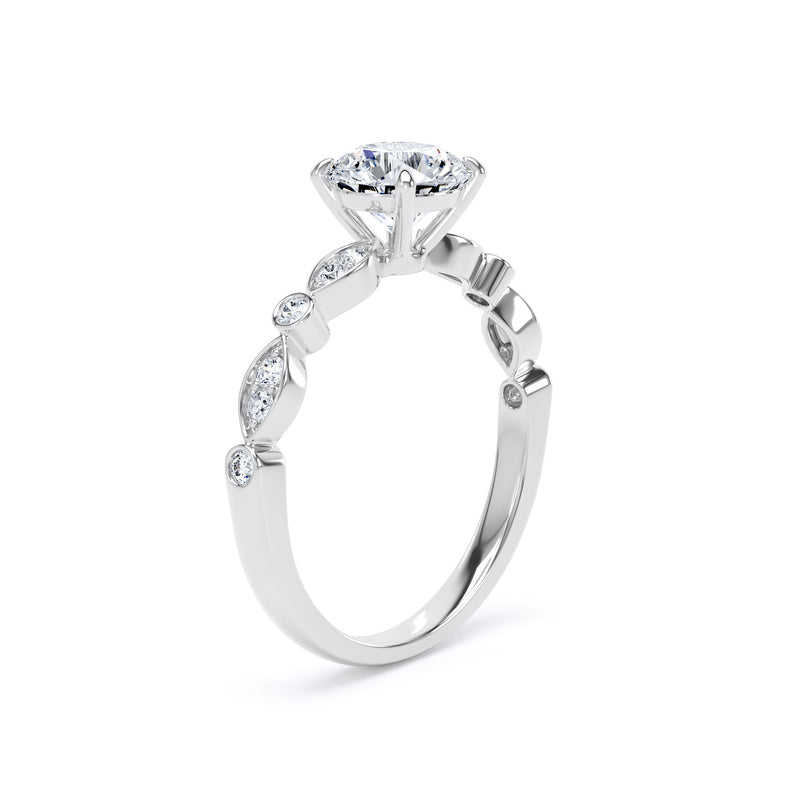 Alma Round Cut Engagement Ring in Platinum 950