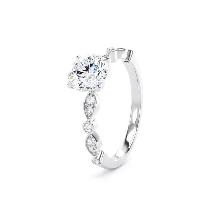Alma Round Cut Engagement Ring in Platinum 950