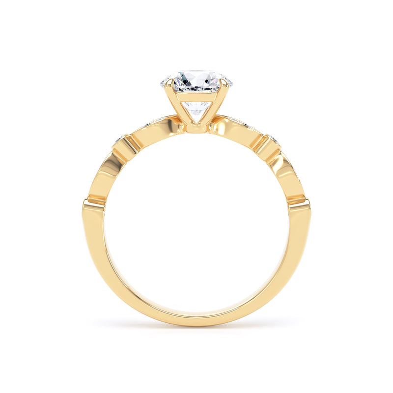 Alma Round Cut Engagement Ring in 9ct Yellow Gold