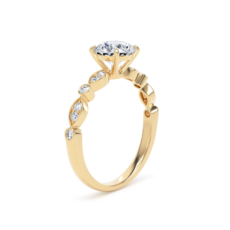 Alma Round Cut Engagement Ring in 18ct Yellow Gold