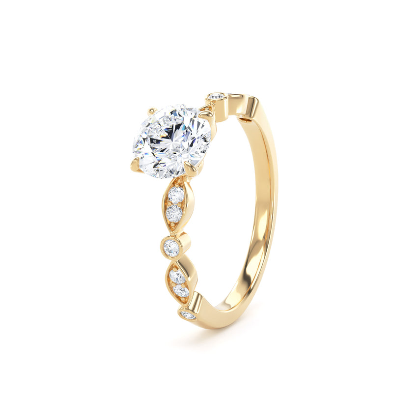 Alma Round Cut Engagement Ring in 9ct Yellow Gold