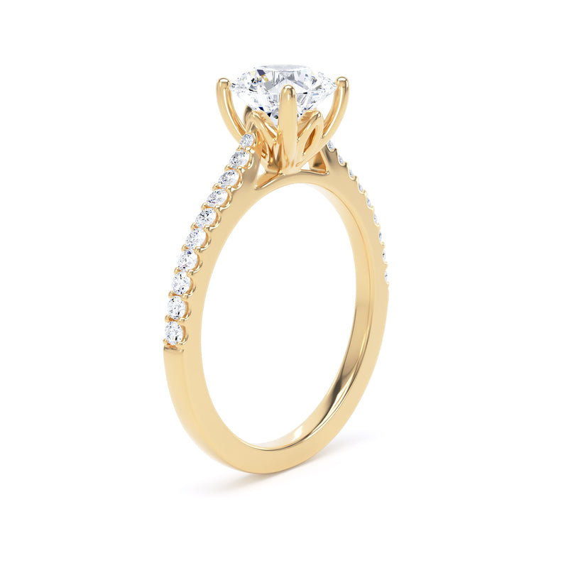 Ada Round Cut Engagement Ring in 9ct Yellow Gold