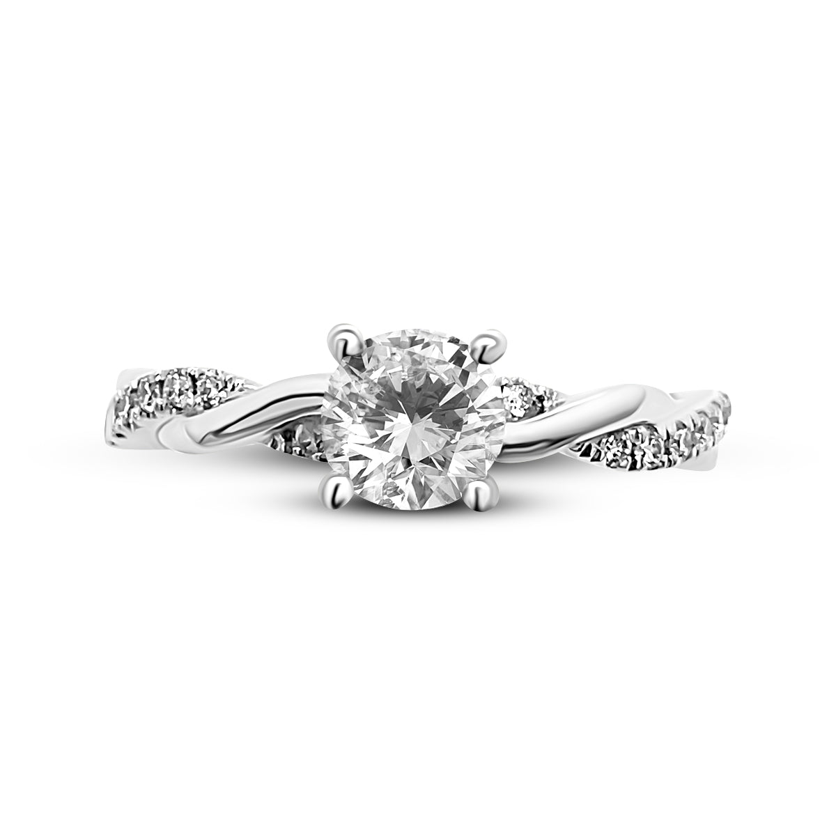 Platinum Diamond Twist Shoulder Engagement Ring