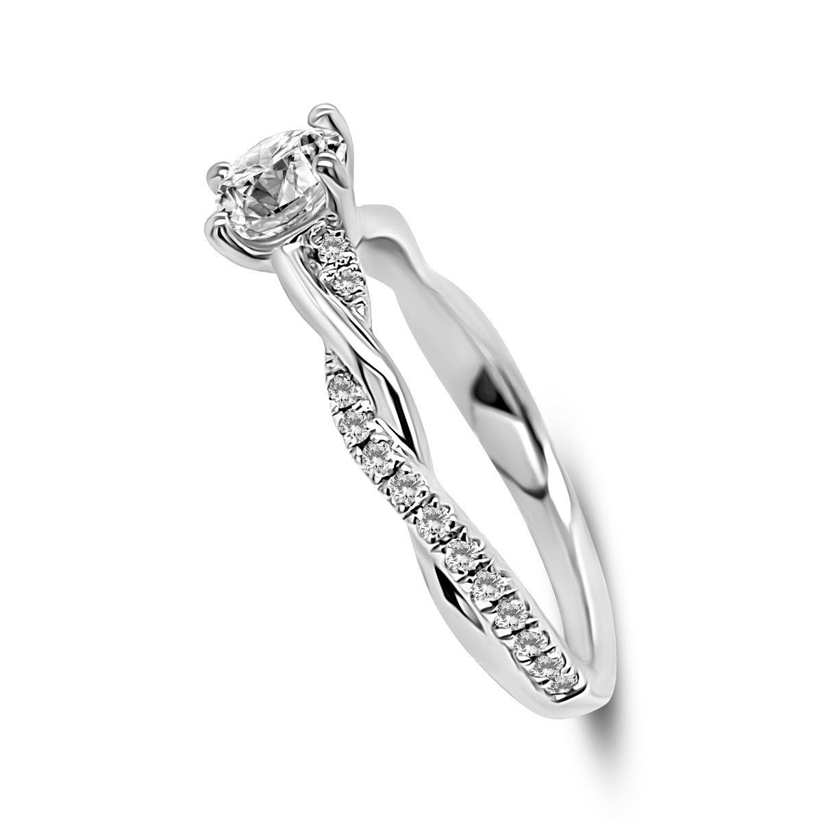Platinum Diamond Twist Shoulder Engagement Ring