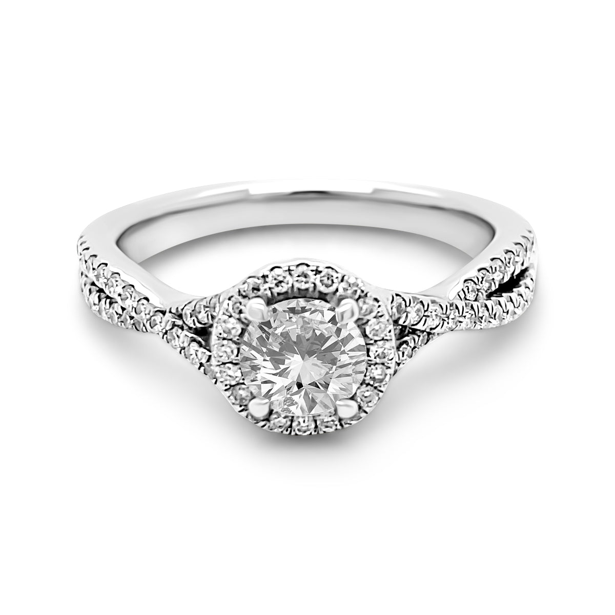 Platinum Diamond Twist Shoulder Engagement Ring