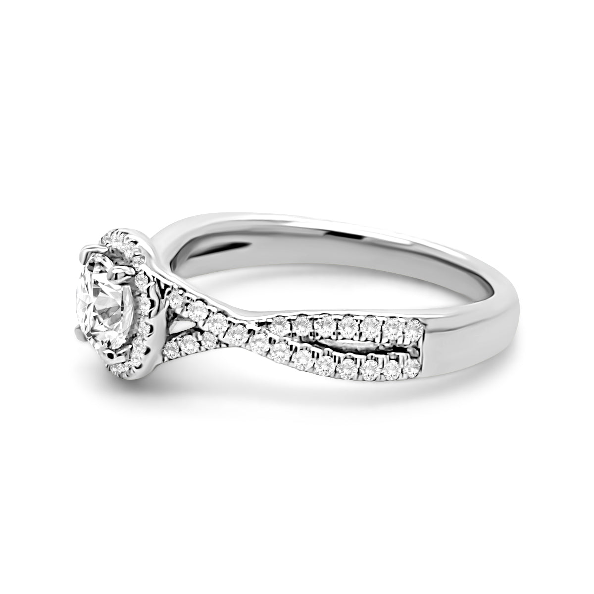 Platinum Diamond Twist Shoulder Engagement Ring