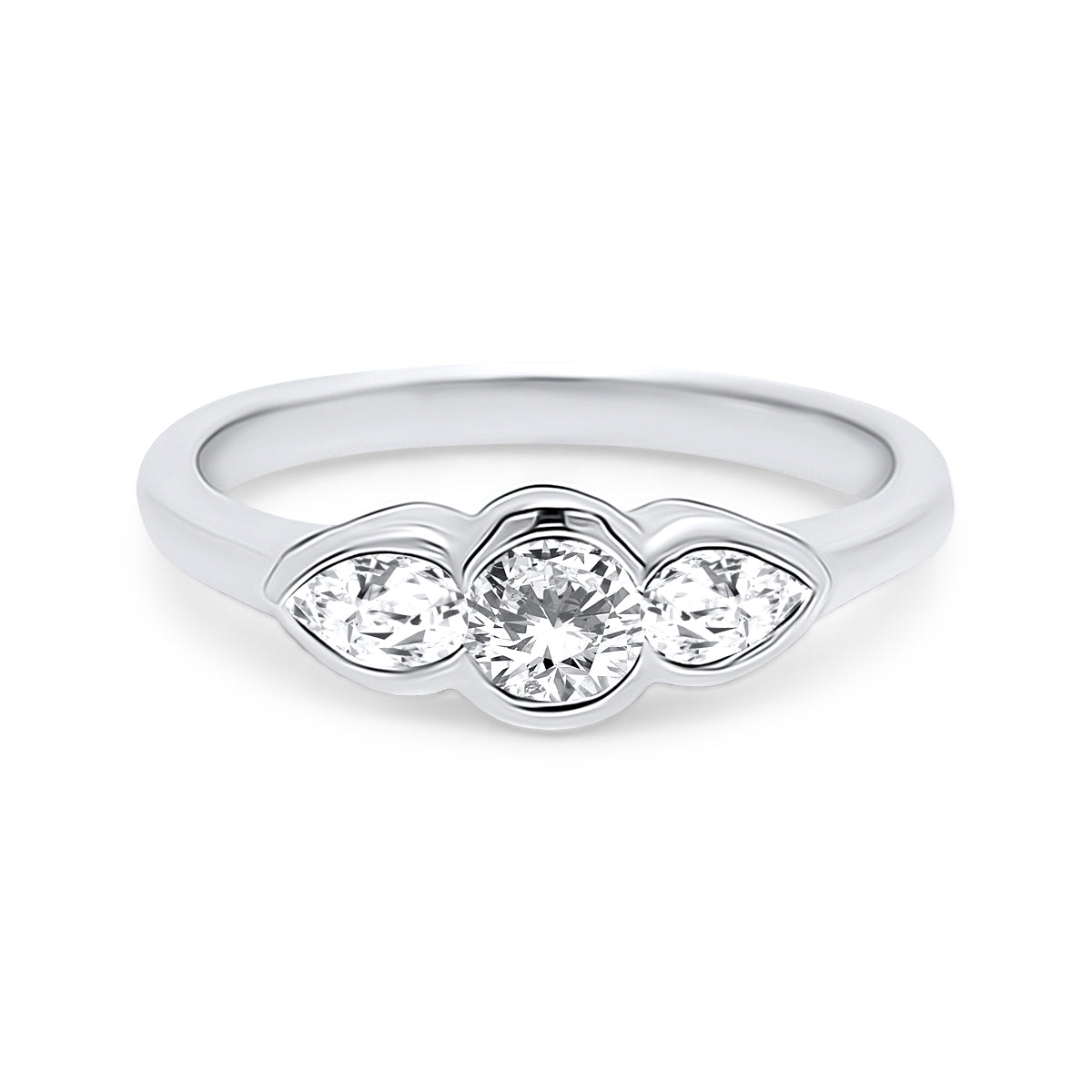 18K White Gold Trilogy Engagement Ring