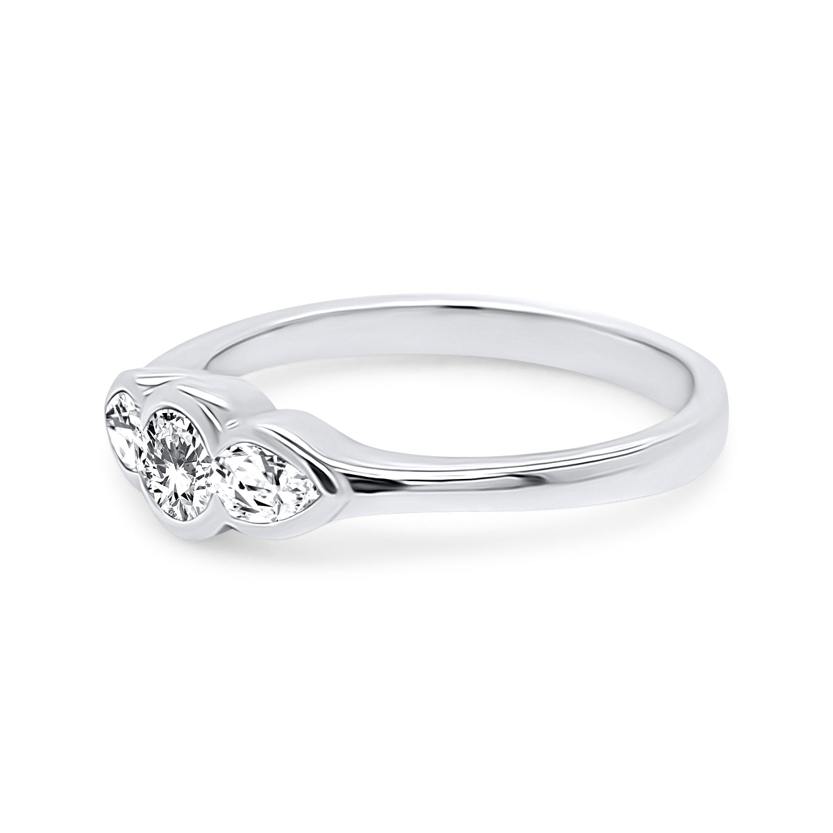 18K White Gold Trilogy Engagement Ring