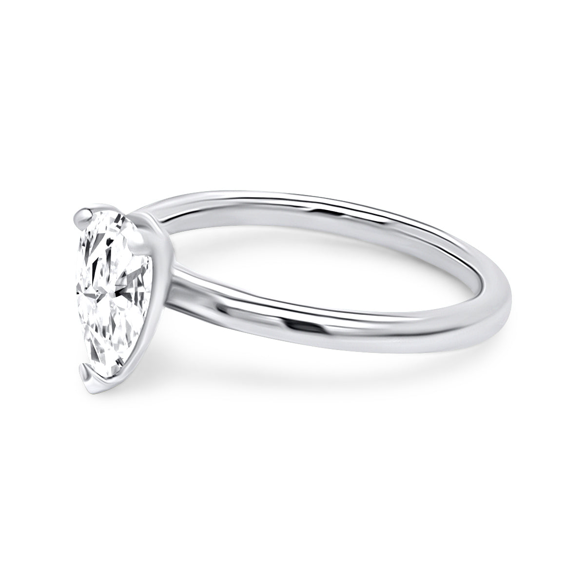 Platinum Pear Solitaire Diamond Engagement Ring