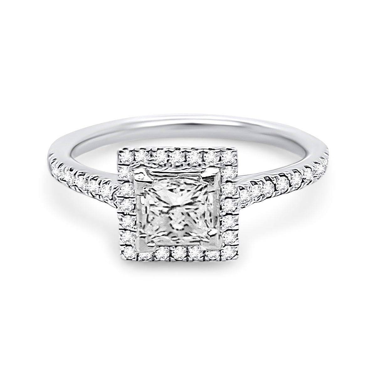 Platinum Princess Cut Halo Engagement Ring