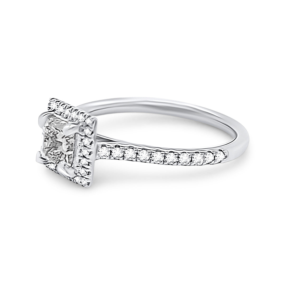 Platinum Princess Cut Halo Engagement Ring