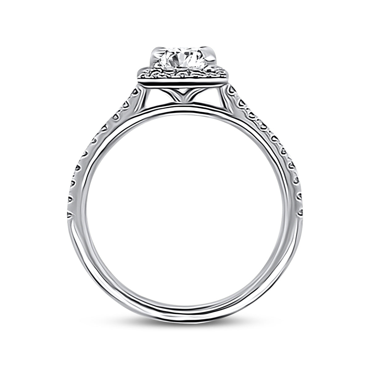 Platinum Princess Cut Halo Engagement Ring