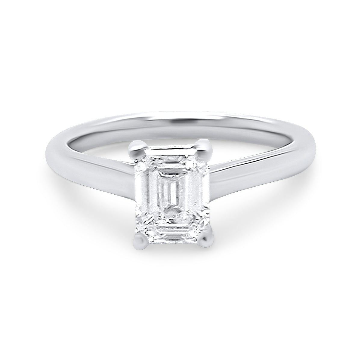 Platinum Emerald Solitaire Diamond Engagement Ring