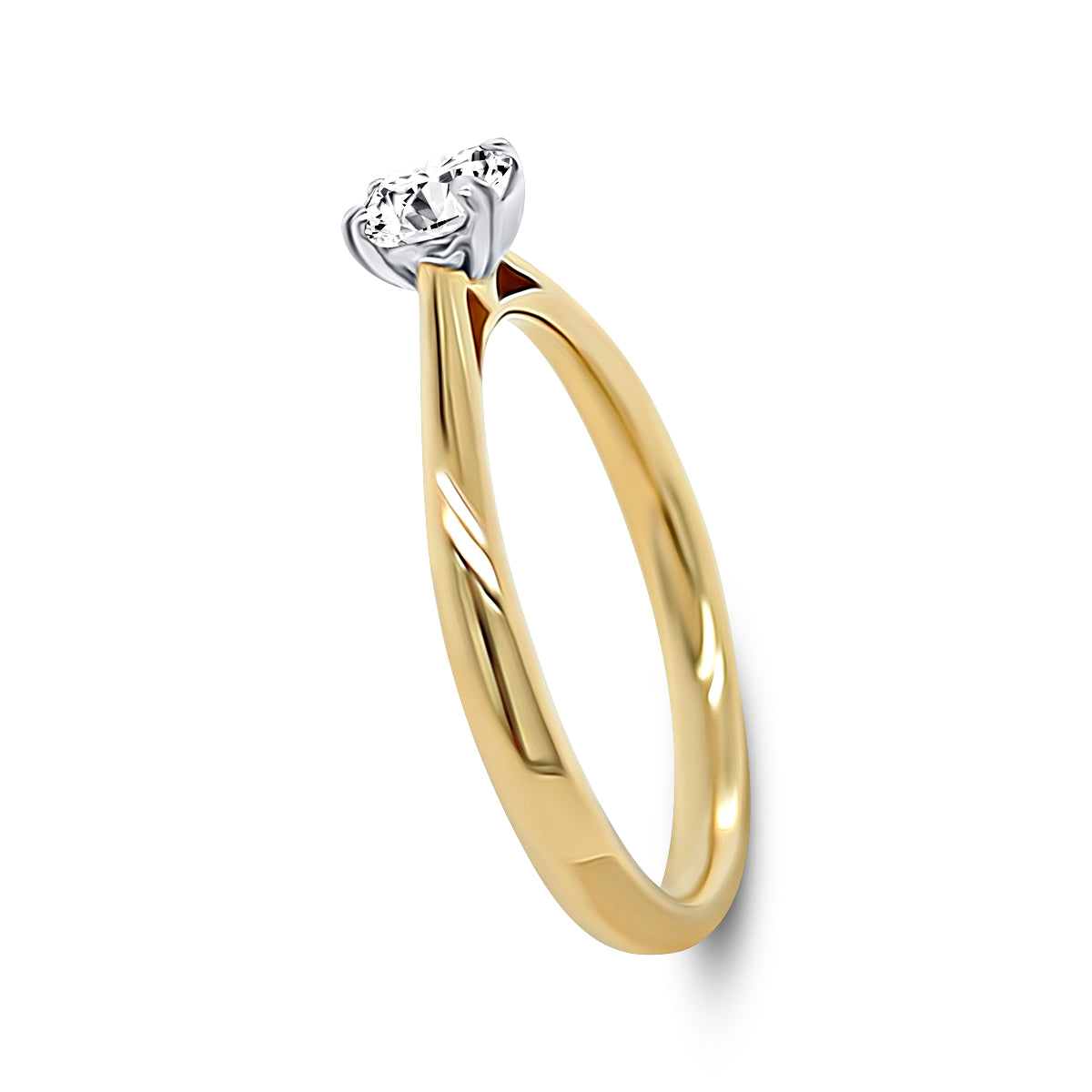 18K Yellow Gold Cushion Solitaire Diamond Engagement Ring