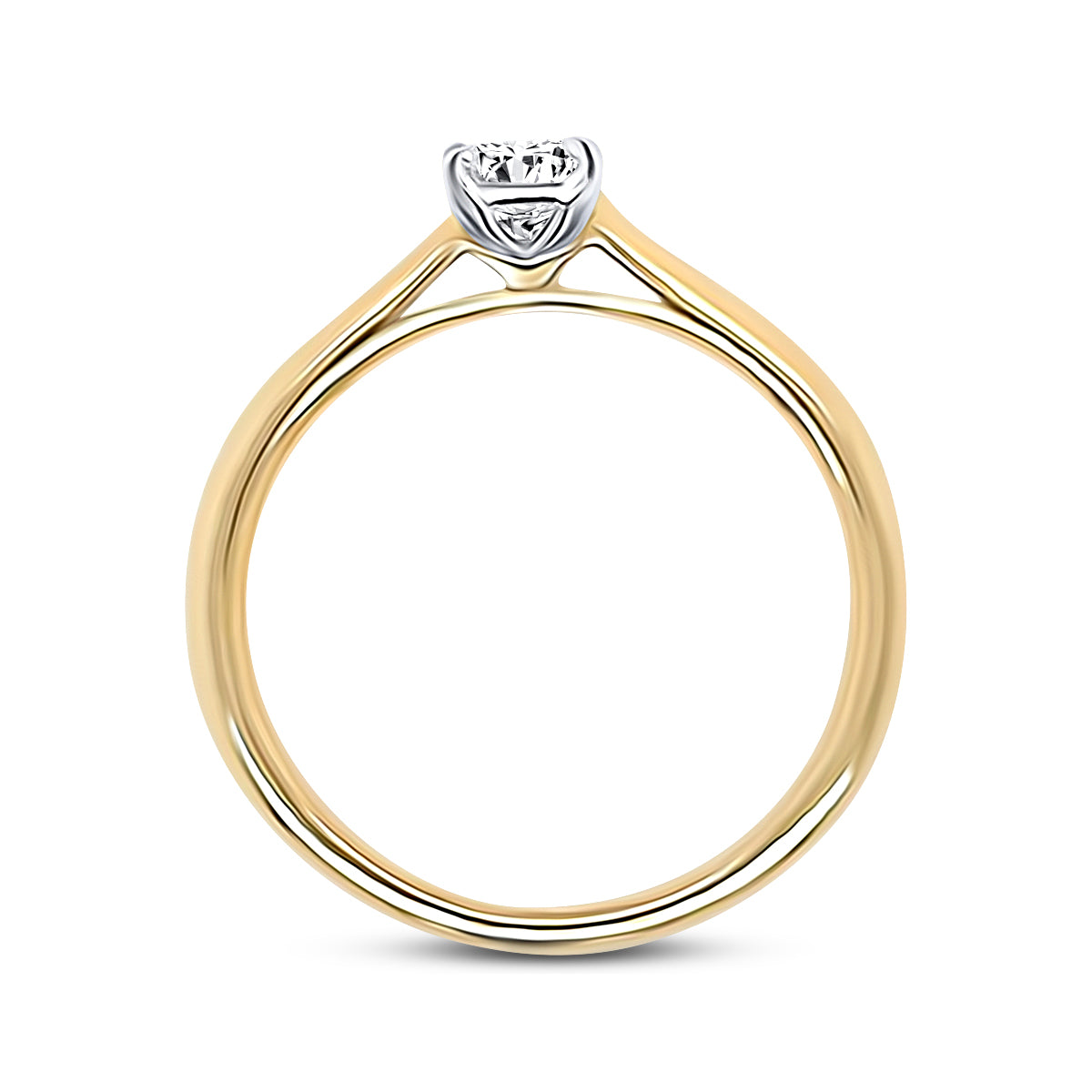 18K Yellow Gold Cushion Solitaire Diamond Engagement Ring
