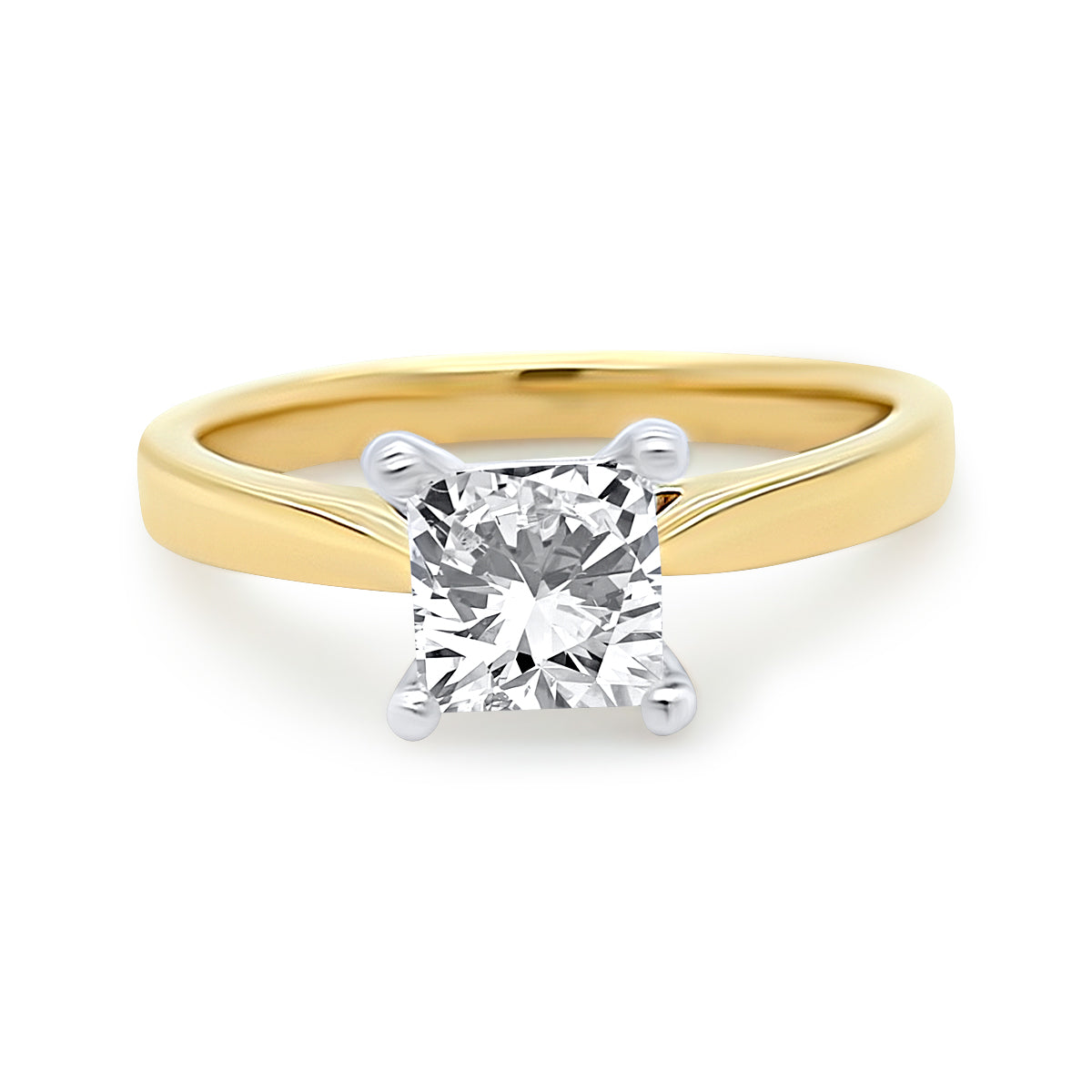 18K Yellow Gold Princess Solitaire Diamond Engagement Ring