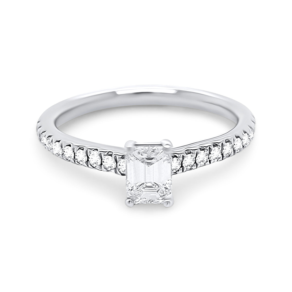 Platinum Emerald Cut Diamond Engagement Ring