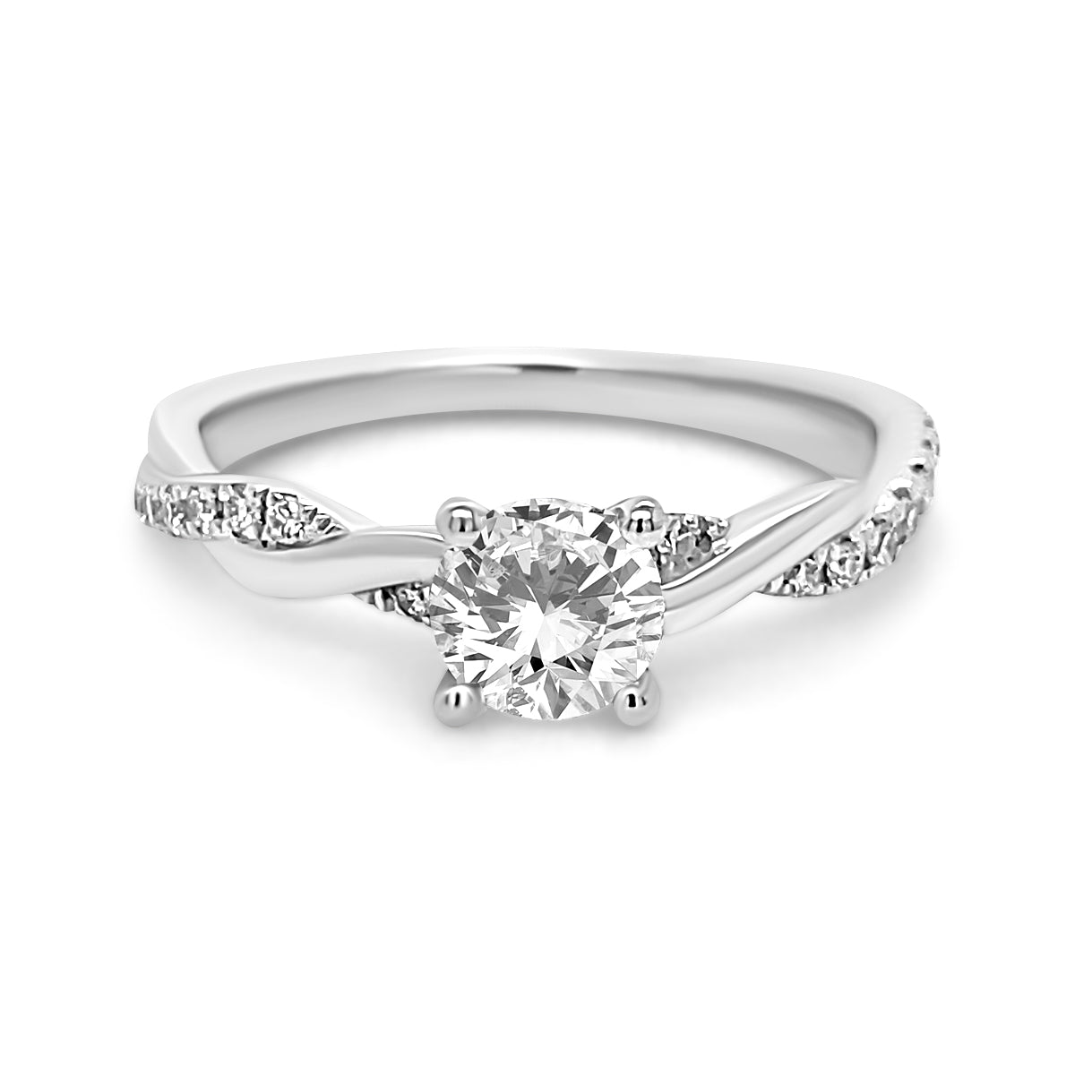 Platinum Diamond Twist Shoulder Engagement Ring