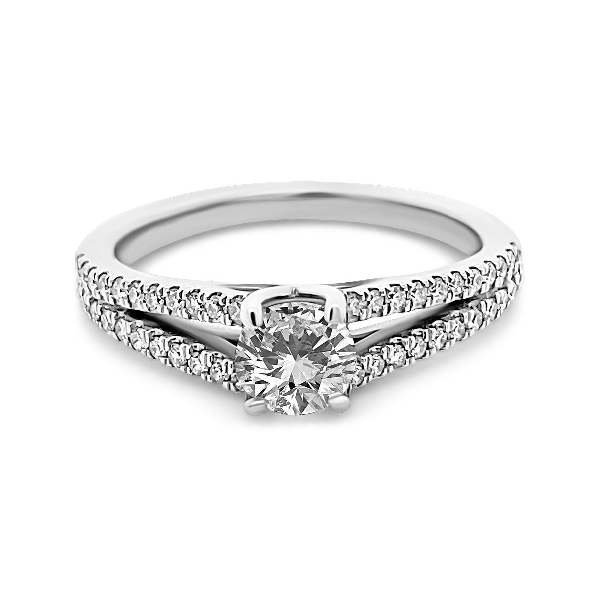 Platinum Diamond Split Shoulder Engagement Ring