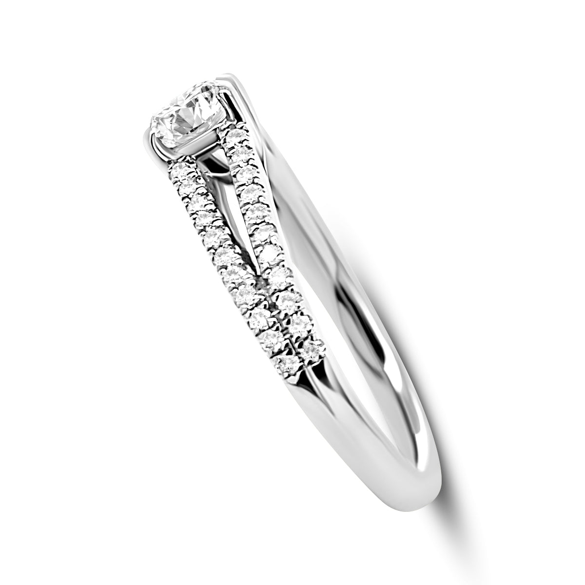 Platinum Diamond Split Shoulder Engagement Ring