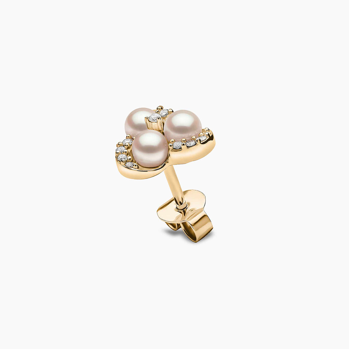 18K Yellow Gold Akoya Pearl & Diamond Stud Earrings