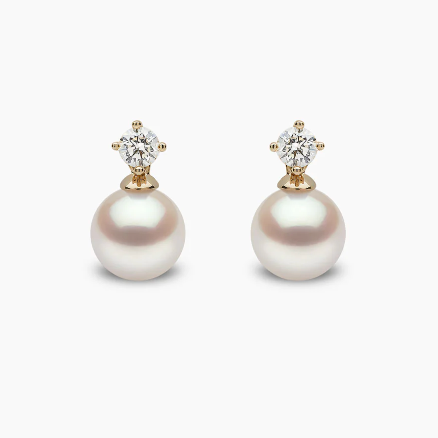 Classic 18K Gold Akoya Pearl & 0.20ct Diamond Earrings