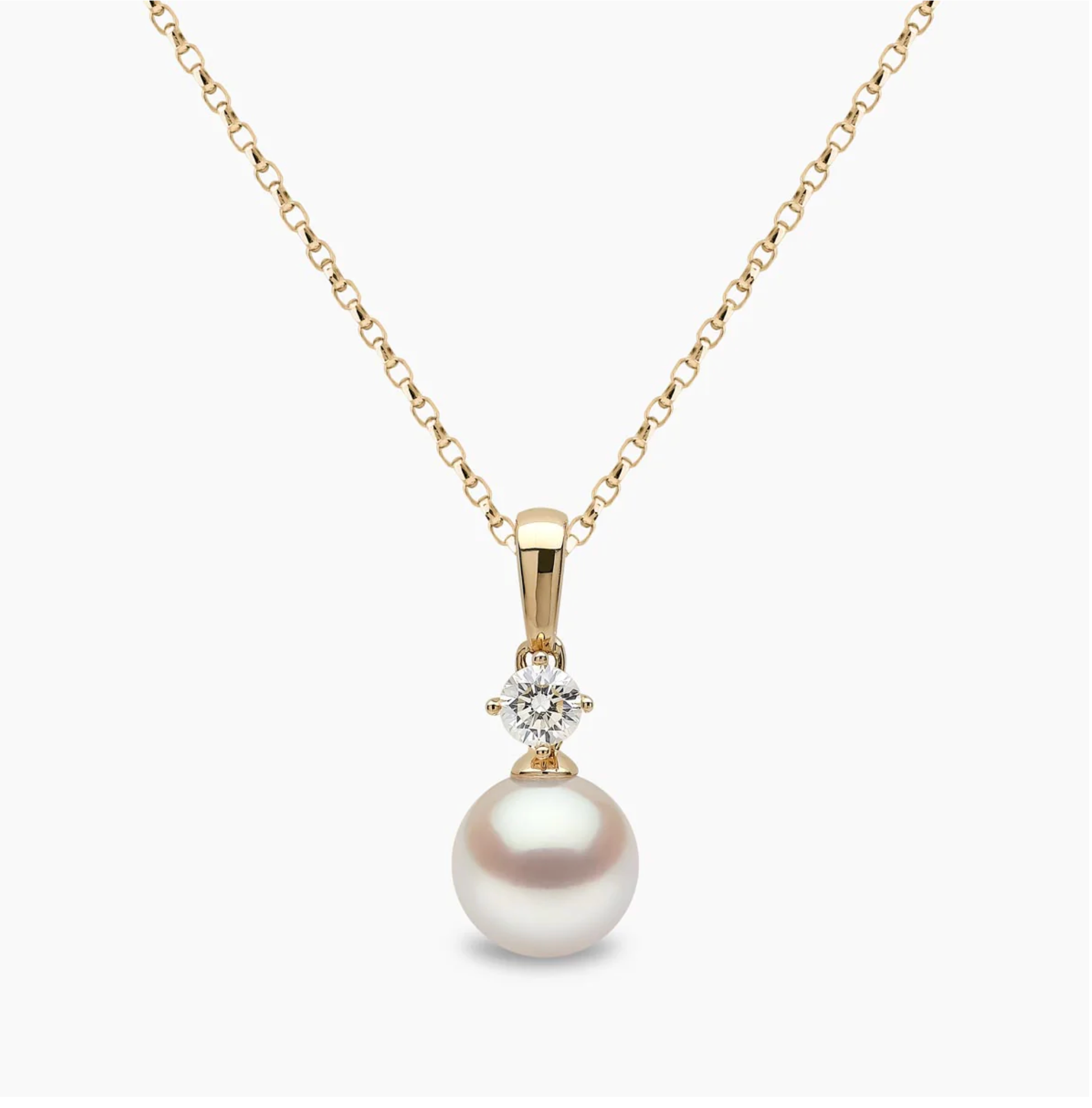 Classic 18K Gold Akoya Pearl & 0.20ct Diamond Pendant