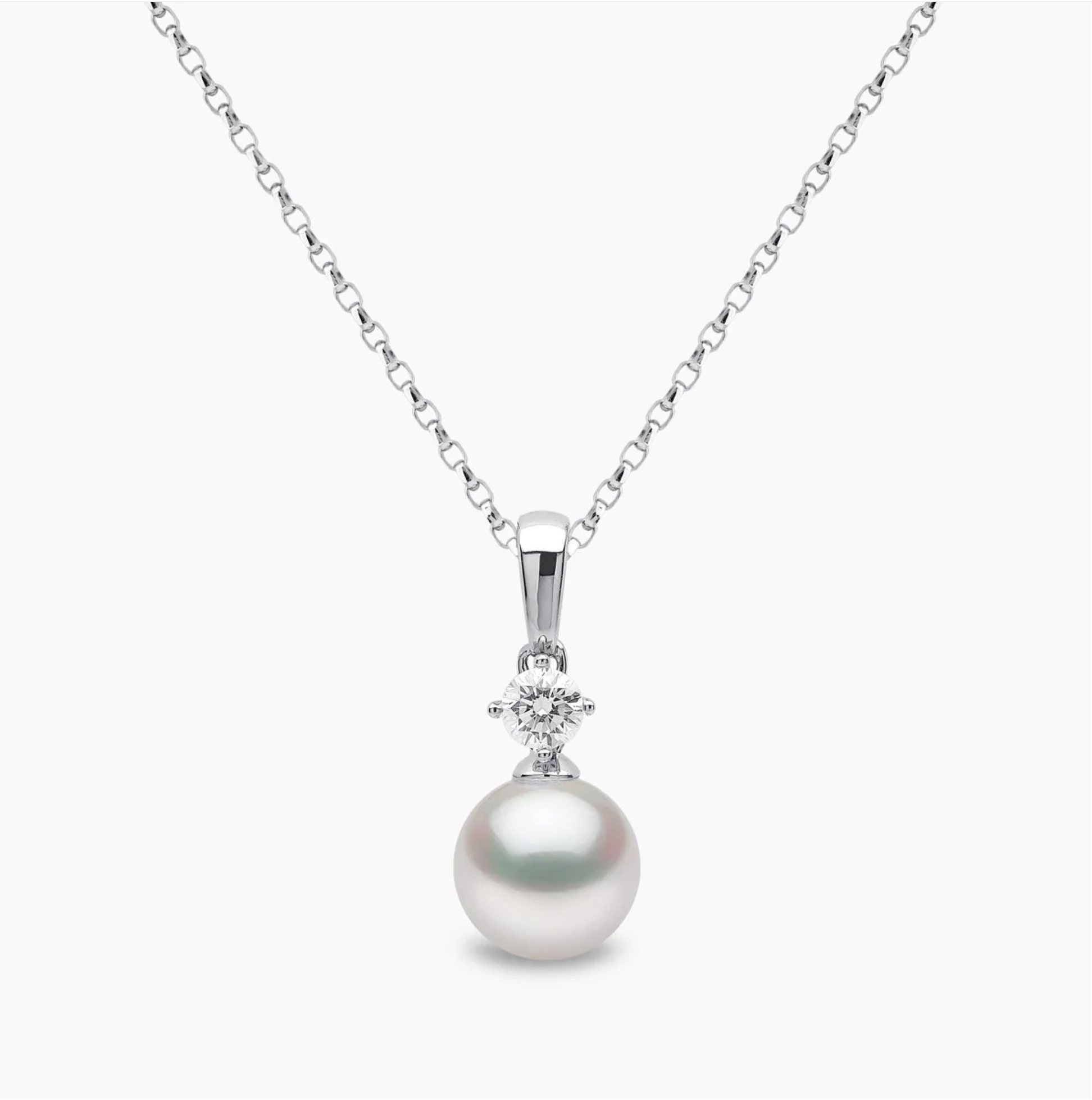 Classic 18K Gold Akoya Pearl & 0.20ct Diamond Pendant