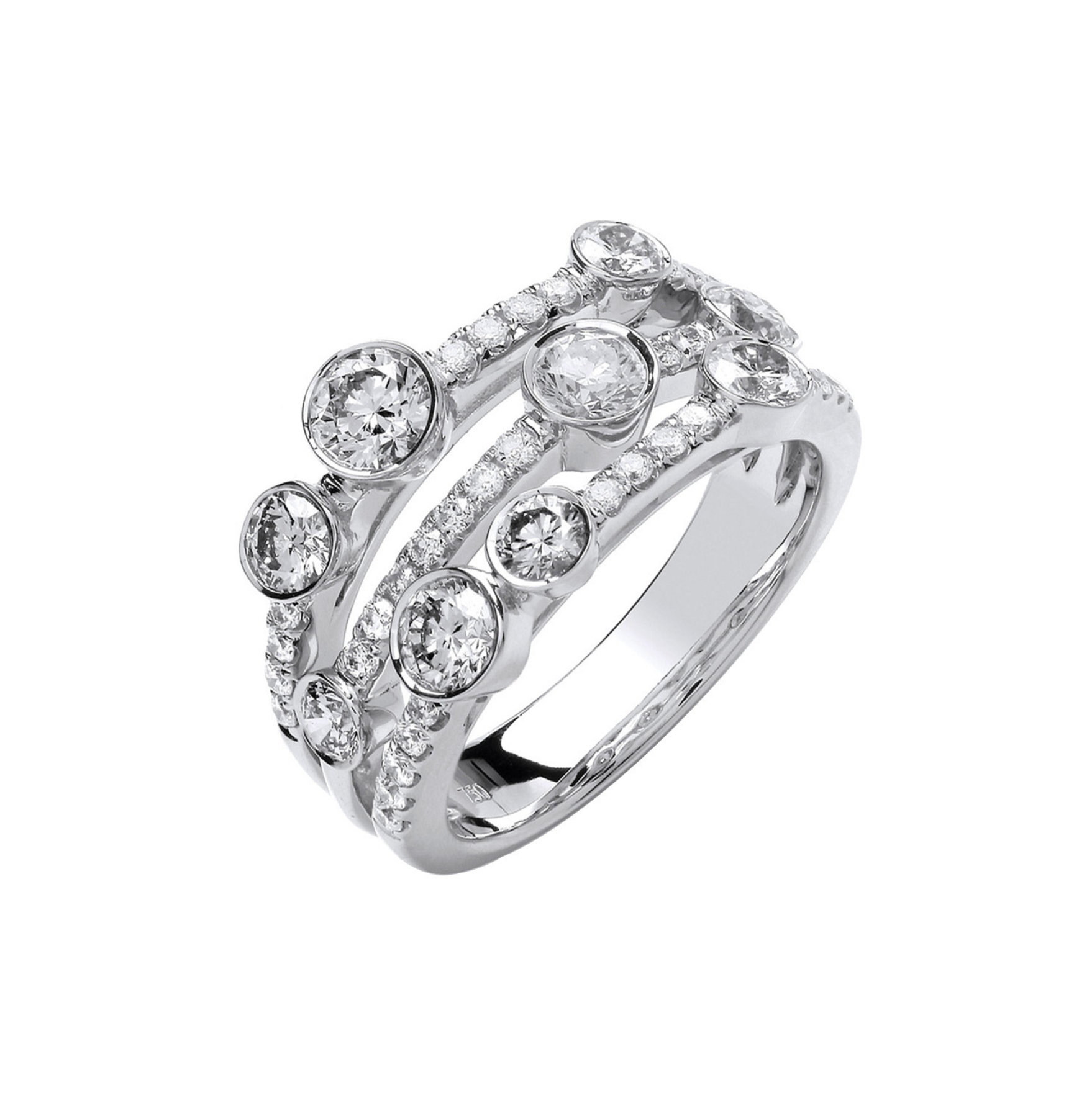 18K White Gold 1.70ct GH-SI Diamond Dress Ring
