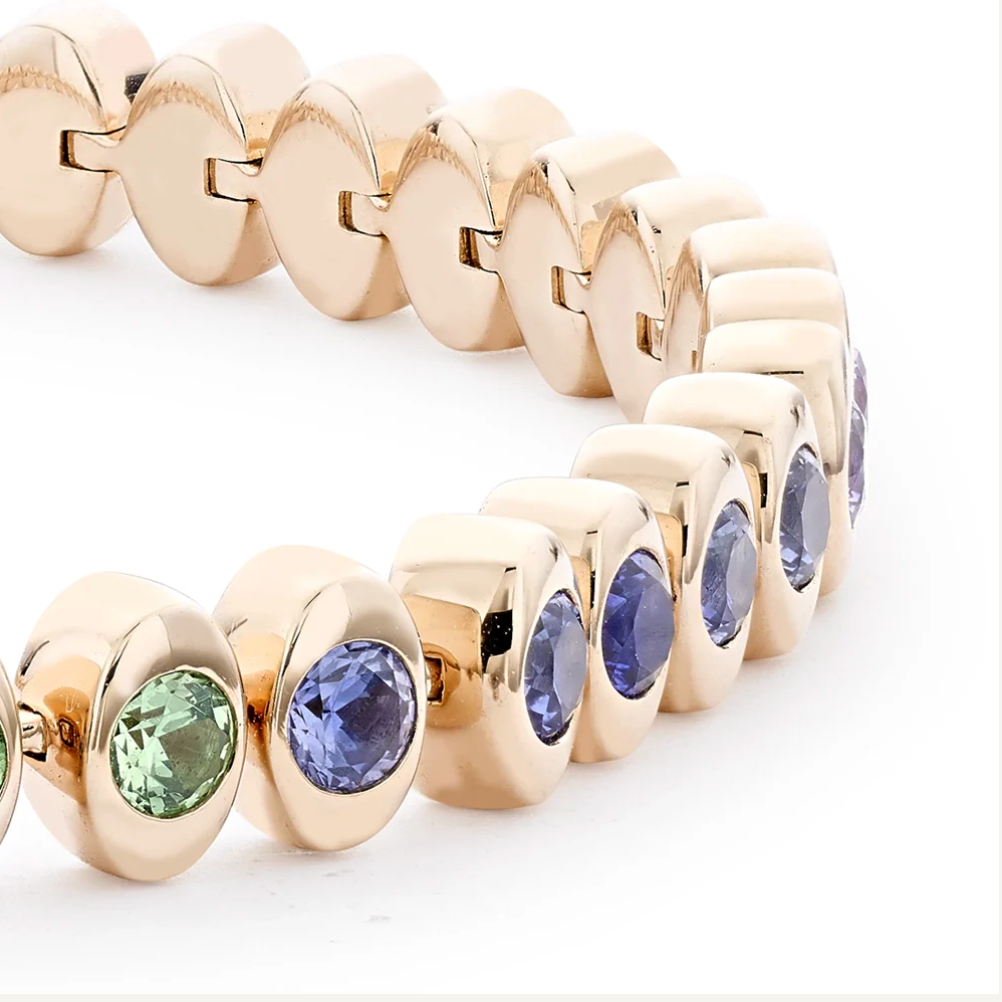 Cosmic Curve Rainbow Multicoloured Gemstone Tennis Bracelet