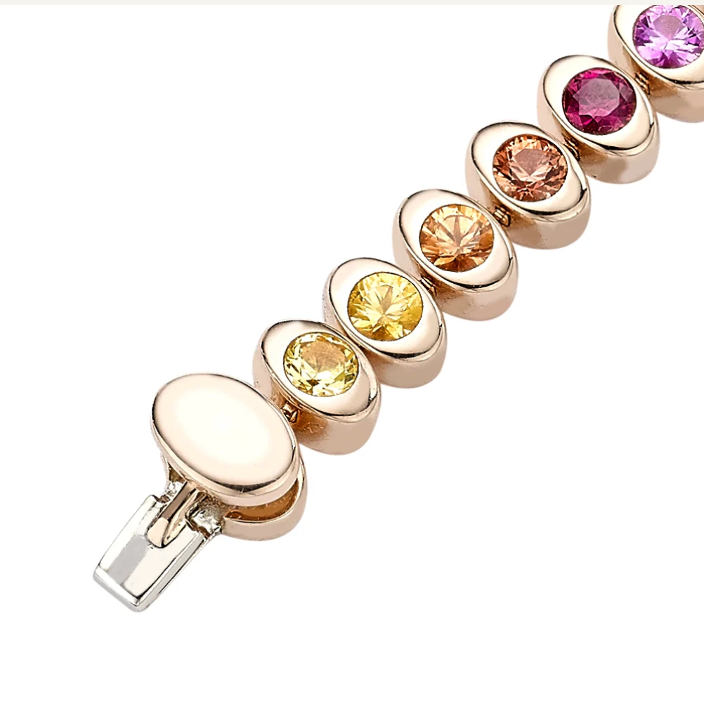 Cosmic Curve Rainbow Multicoloured Gemstone Tennis Bracelet