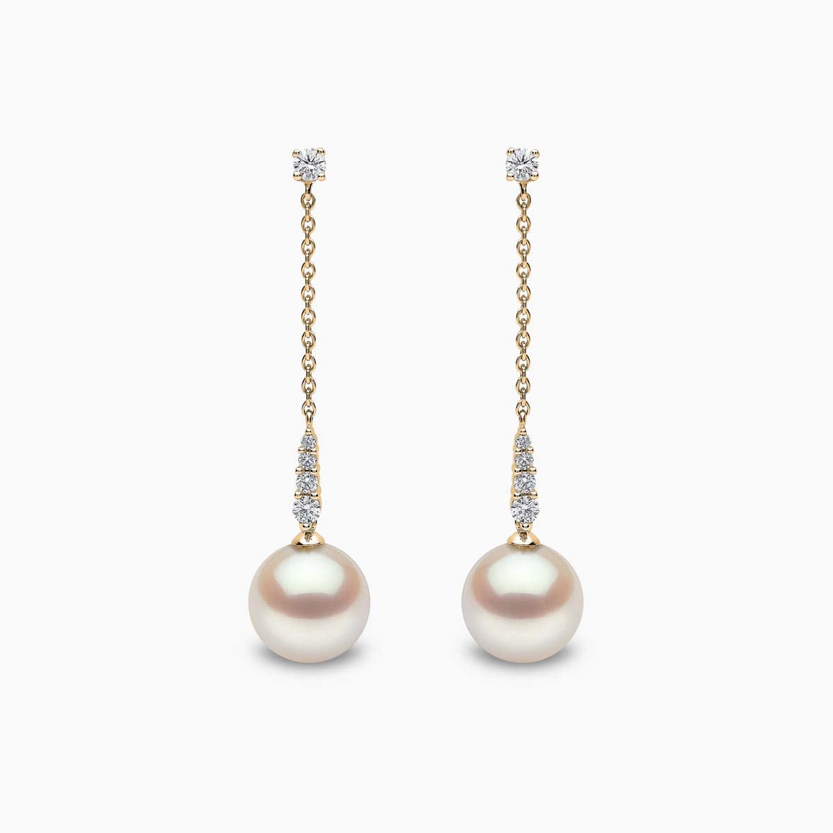 18K Yellow Gold Freshwater Pearl & Diamond Drop Earrings