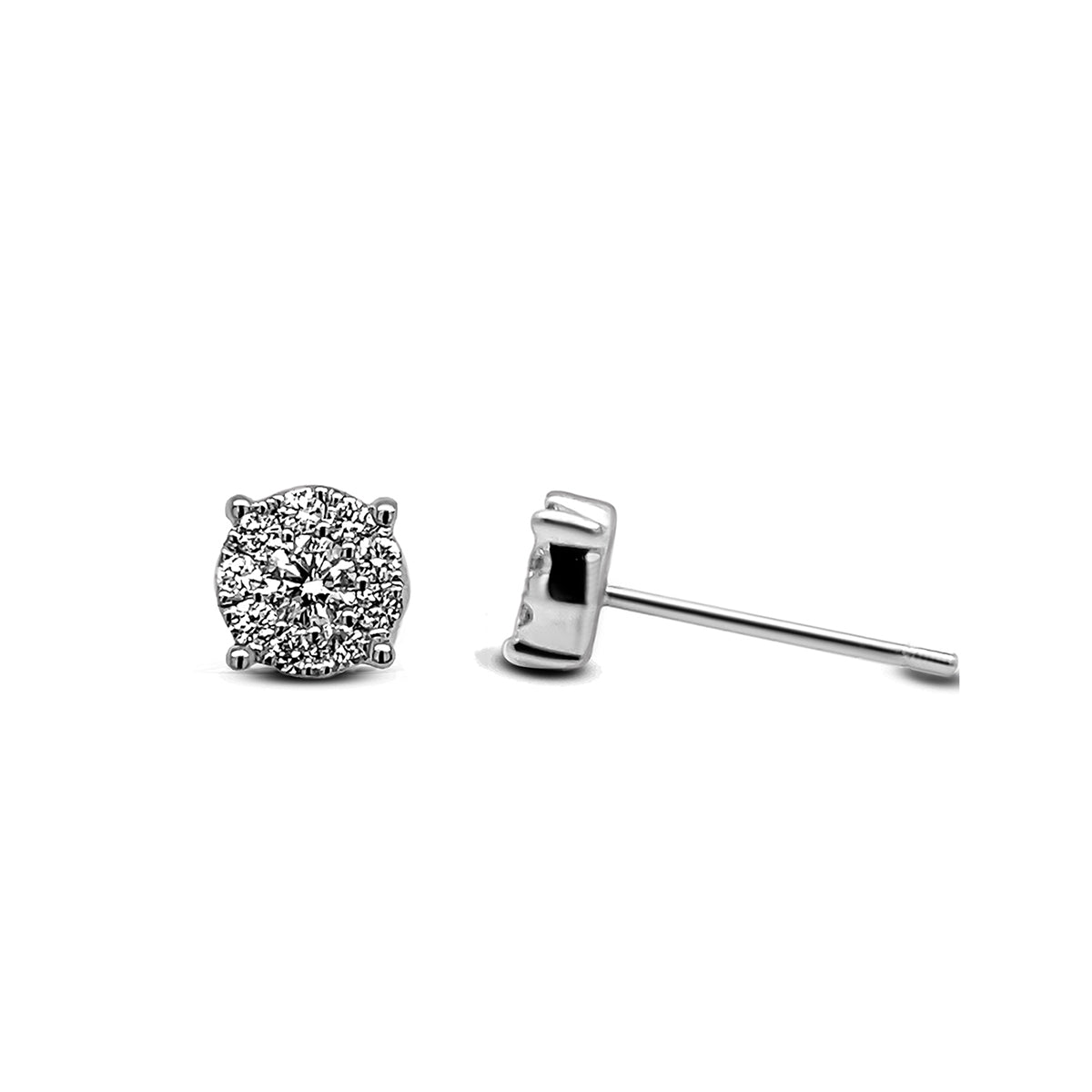 18K White Gold 0.28ct Diamond Cluster Stud Earrings