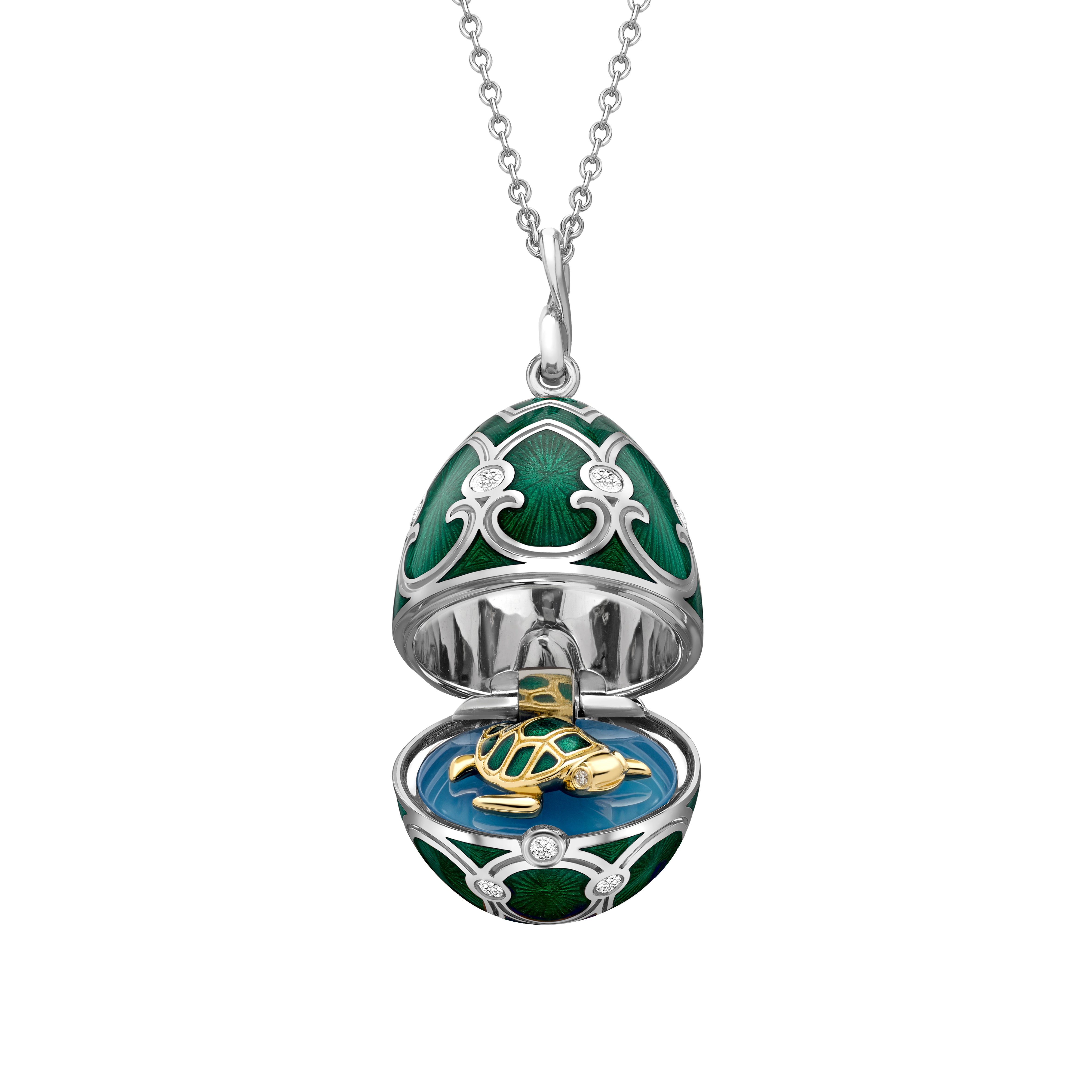 Fabergé Heritage White and Yellow Gold Surprise Turtle Pendant