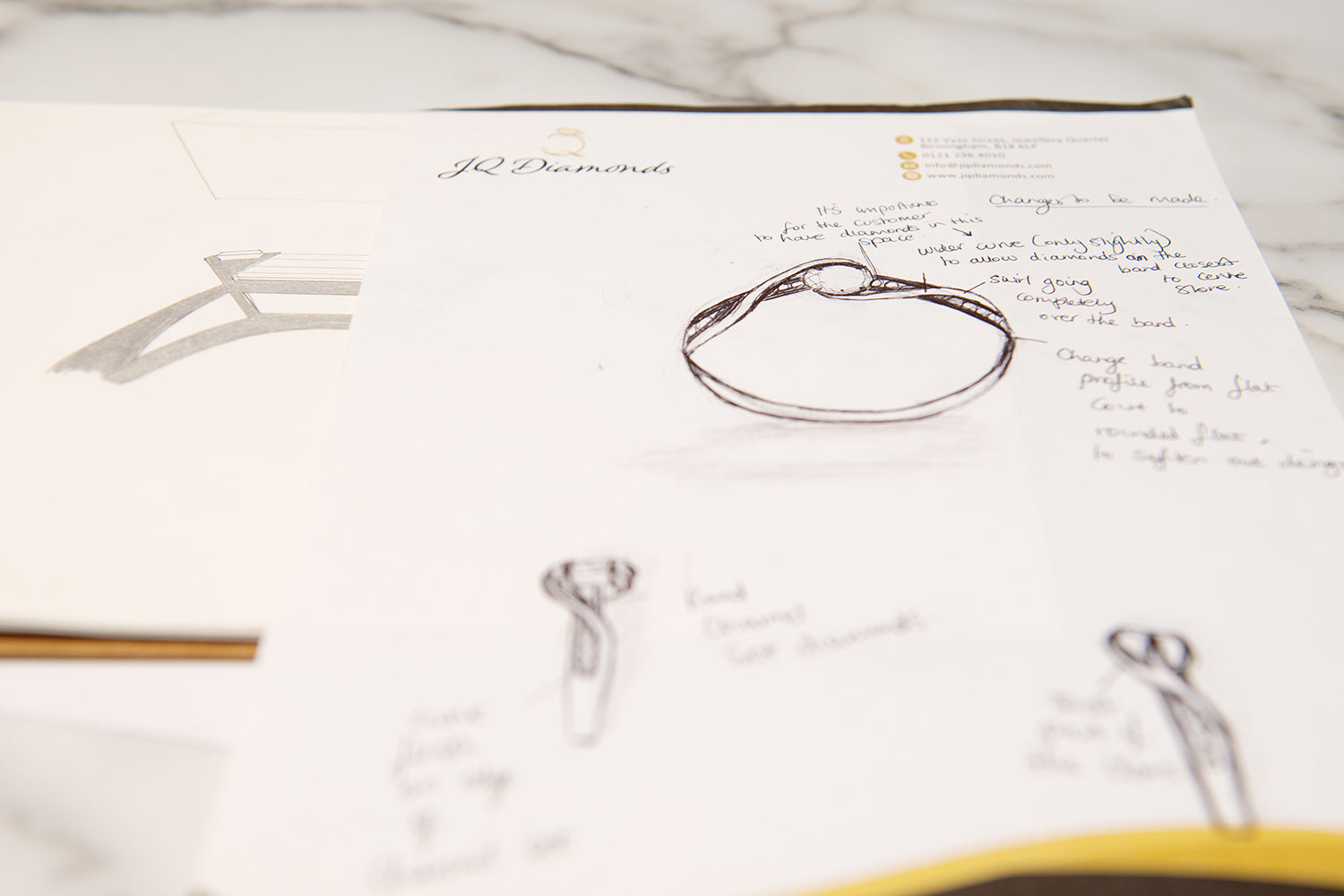JQ Diamonds bespoke jewellery sketch 