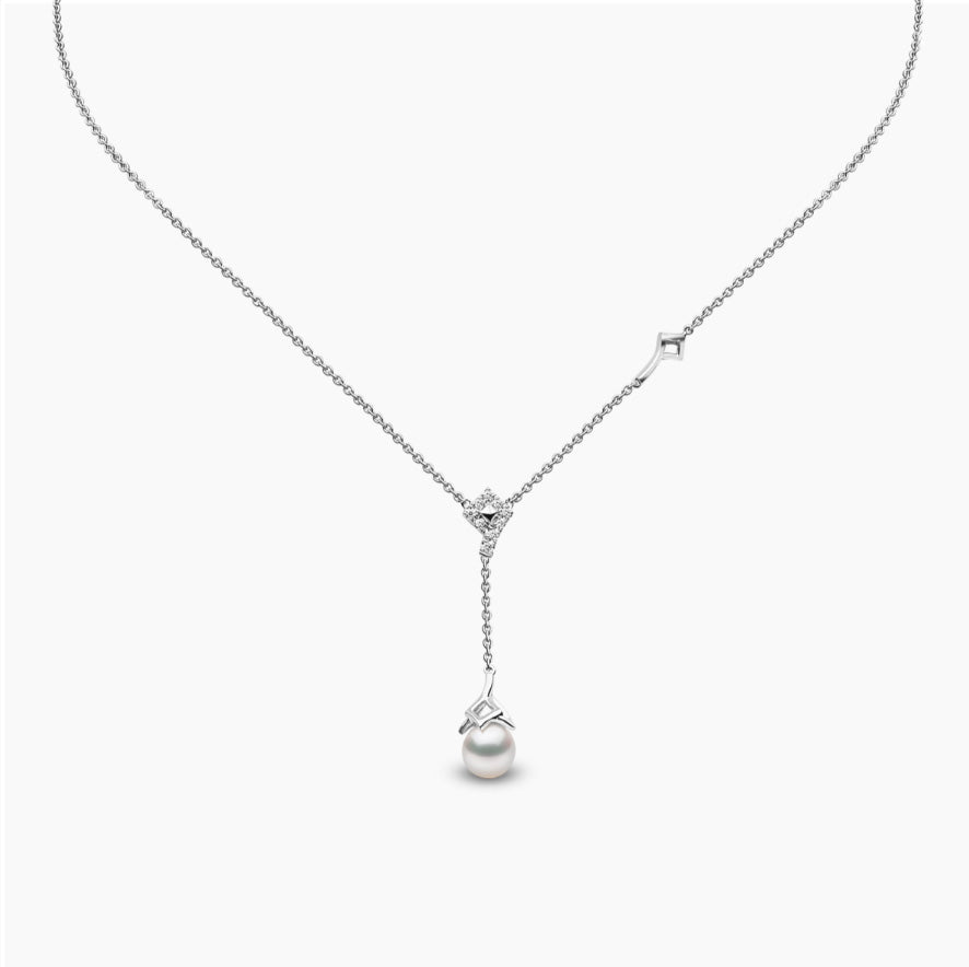 18K White Gold Freshwater Pearl & Diamond Necklace