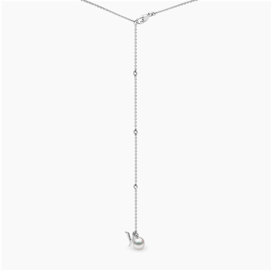 18K White Gold Freshwater Pearl & Diamond Necklace