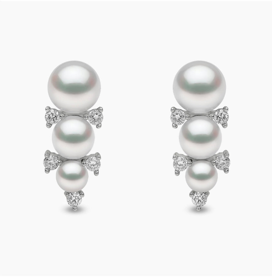18K White Gold Akoya Pearl & Diamond Earrings