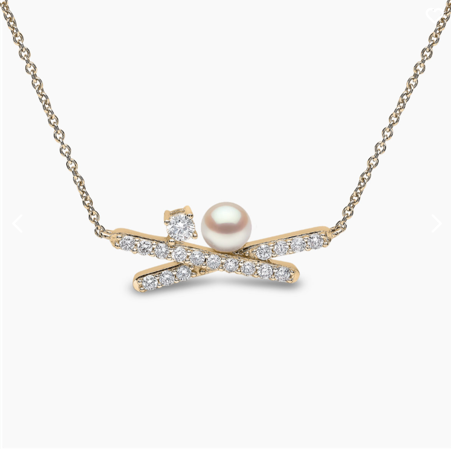 18K Yellow Gold Akoya Pearl & Diamond Necklace