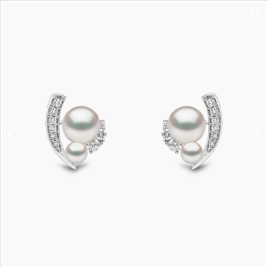 18K White Gold Freshwater Pearl & Diamond Stud Earrings